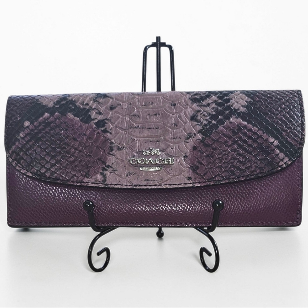 Coach Python Embossed Leather Continental Long Wa… - image 1